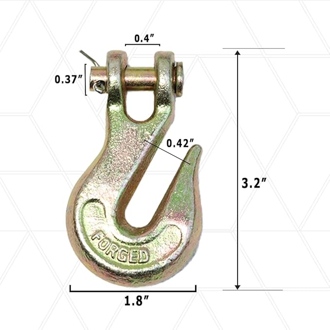 14 Grade 70 Forged Clevis Slip Hook, 14,400lbs Breaking Strength, for Chain Hooks for Trailers and Towing (2)