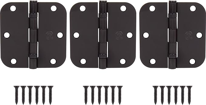 Stone Harbor Hardware 3-12" Ball-Bearing Door Hinges, 58" Radius Corner, Oil-Rubbed Bronze, 3-Pack
