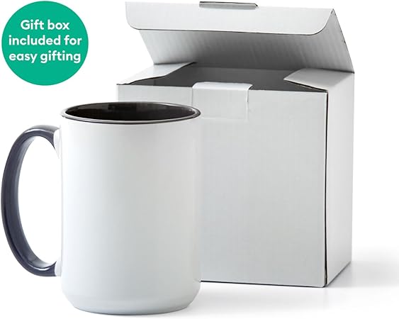 Cricut Beveled Blank Mug, Ceramic-Coated, Dishwasher Microwave Safe Mug to Decorate,Infusible Ink Compatible,15 Oz Sublimation Mug WhiteGray