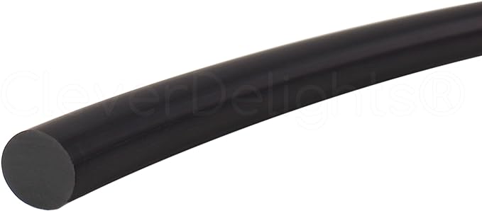 CleverDelights Solid Rubber Cord - 14" Diameter - 10 Feet - Buna 70 Durometer - Black - .25" Round