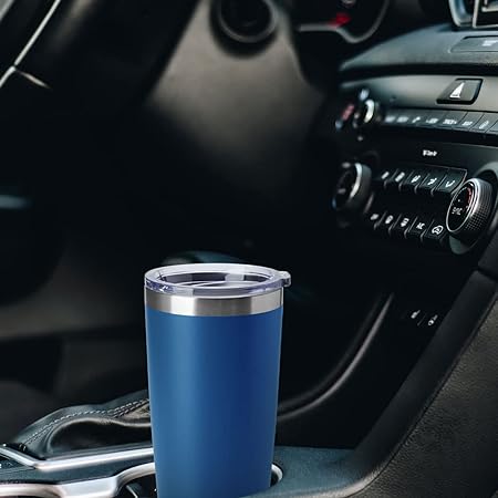 HASLE OUTFITTERS 20oz Tumblers Stainless Steel Mugs with Lid Double Wall Vacuum Insulated Coffee Cups for Cold Hot Drinks (20oz-Dark Blue, 1 Pack)
