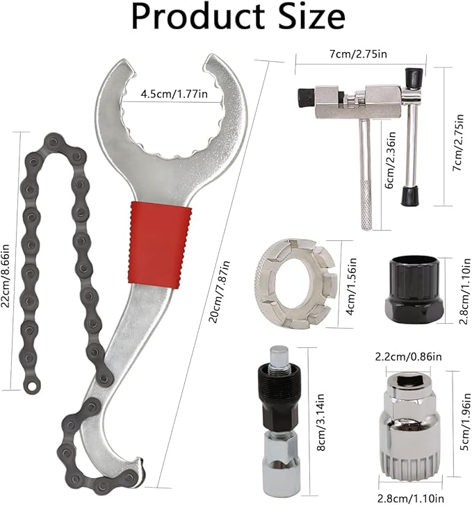 Bike Tool Kit, 6Pcs Professional Bike Repair Tools for Mountain Bike with 3-in-1 Cassette Remover Wrench Crank Puller Extractor Bottom Bracket Freewheel Remover Chain Breaker