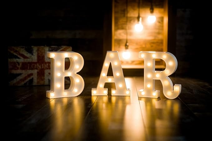 Foaky LED Letter Lights Sign Marquee Light Up Letters Sign for Night Light WeddingBirthday Party Battery Powered Christmas Lamp Home Bar Decoration(H)