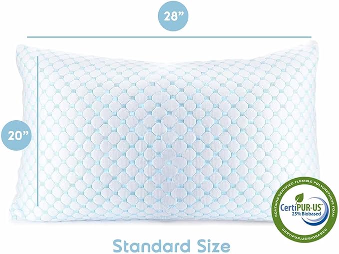 Nestl - Most refreshing pillow, memory foam pillow with silk and gel that reduces heat and humidity, adjustable, washable, Queen, 18 x 26 inches, 2 units