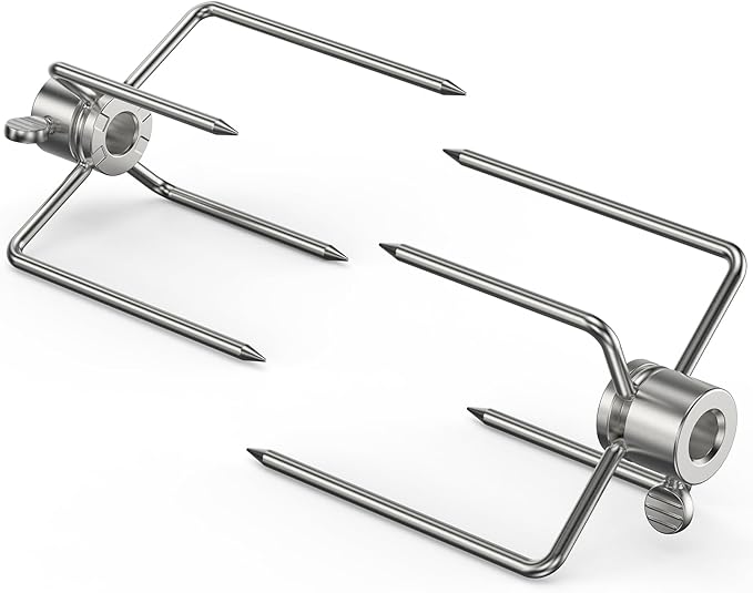 Onlyfire 6007 Stainless Steel Grill Rotisserie Meat Forks(1-Pair)- Only Fits 516" Square Spit Rods