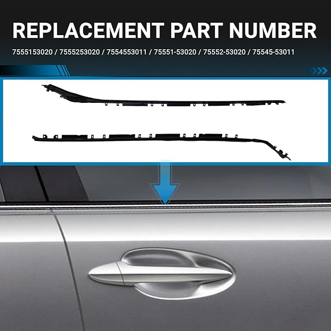 Driver and Passenger Side Windshield Moulding Kit Compatible with Lexus IS250 IS350 is-F 2006-2013 Replace 75551-53020 75552-53020 75545-53011