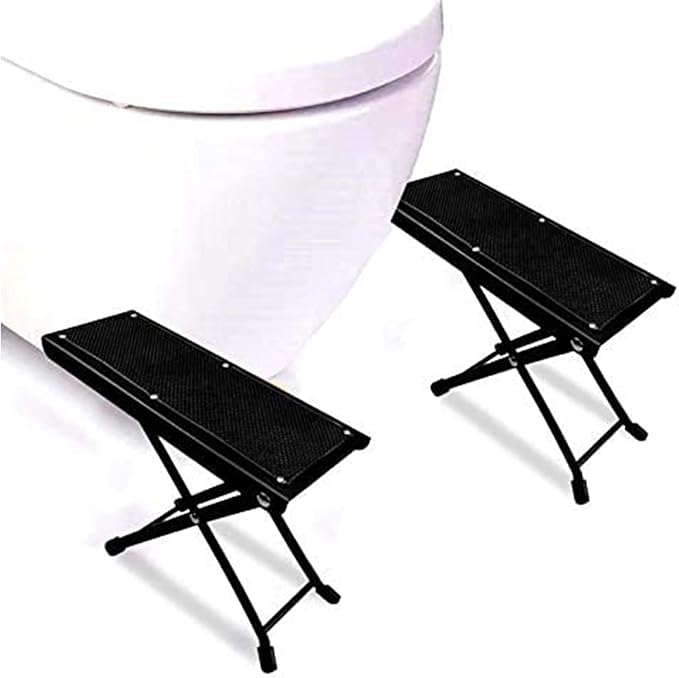 FIGO One Pair Folding Squatting Stool | Multi-Function Foldable 7-9" Height Squatting Toilet Step Stool | Multi-Function Toilet Stool Portable Step for Home Bathroom (Black)