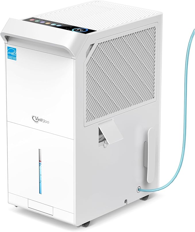 5,000 Sq.Ft Most Efficient Energy Star 2024 Dehumidifier with Pump,Vellgoo Max 150 Pint/D (Standard 80 Pint/D) Compressor Dehumidifier for Basement with Drain Hose, Smart Humidity Control