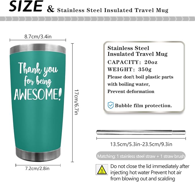 20 oz Tumbler with Lid and Straw Thank You For Being Awesome Tumbler Personalized Tumbler Insulated Tumblers Stainless Steel Tumbler