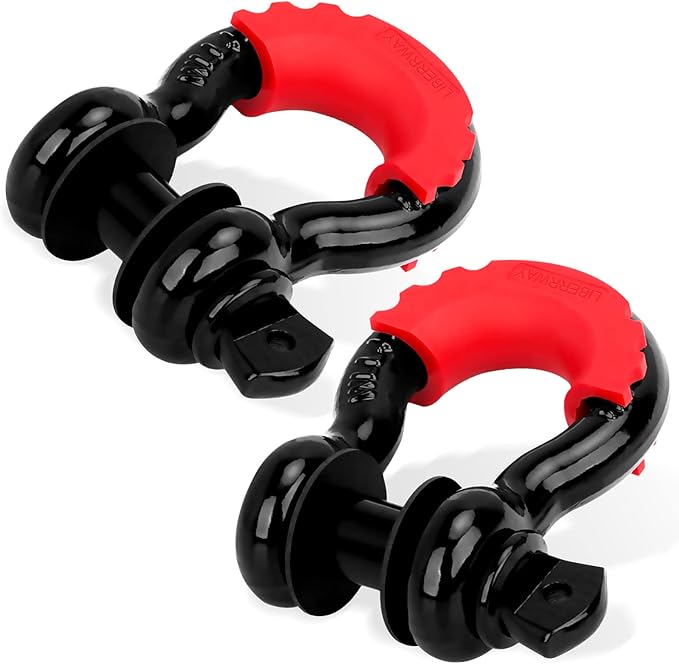 Shackles 34" (2 Pack) LIBERRWAY 57,000 lbs Break Strength with 78'' Pin D Ring Shackle Rugged Off Road Shackles Heavy Duty D Ring for Vehicle Recovery, Black