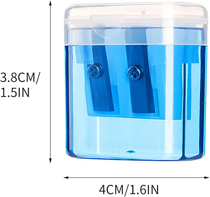 Pencil Sharpener for Classroom, Manual Dual Holes Compact Classroom Pencil Sharpener with Lid, Pencils Sharpener for Colored Pencils Kids Adults Students School Class Home Office, Blue