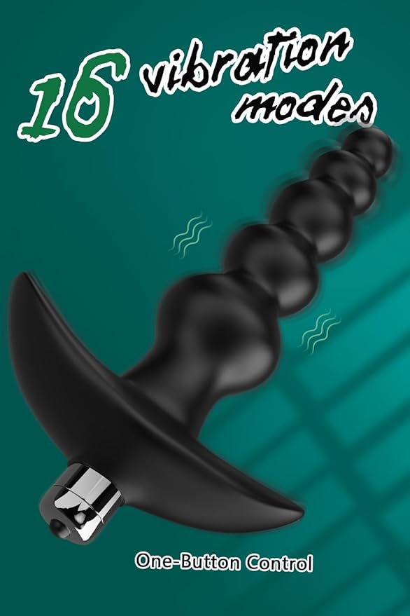 Vibrating Anal Beads Butt Plug - YOSPOSS Flexible Silicone 16 Vibration Modes Graduated Design Anal Sex Toy Waterproof Bullet Vibrator for Men, Women and Couples 100+ bought