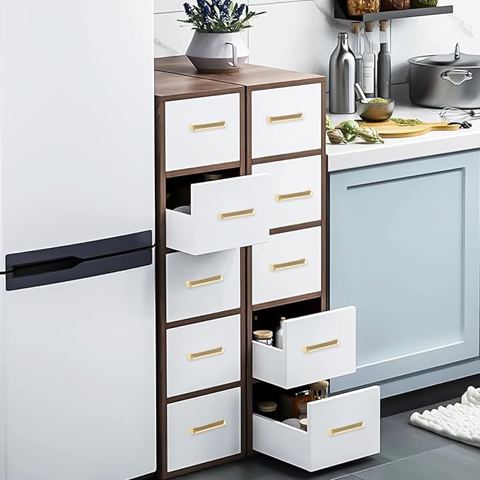 Haidms 5Pack Gold Kitchen Cabinet Handles - Gold Pulls for Cabinet Drawer, 5in Hole Centers