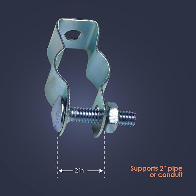 2-in. Conduit Pipe Hanger CH2, Metal Pipe Clamp for Secure Fitting, Conduit Hanger with Bolt, Electrical Conduit Fitting for Commercial Application and Home Improvement