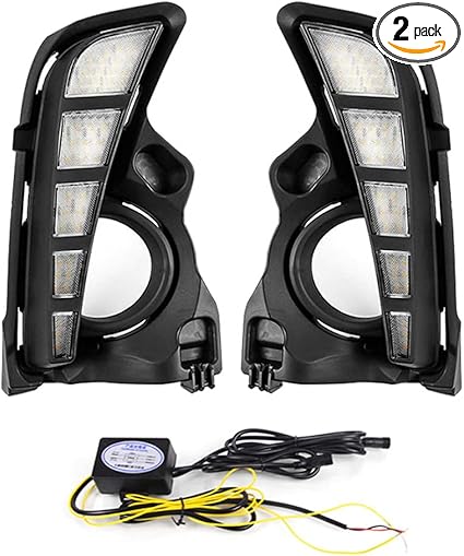 Daytime Running Light For Toyota Highlander 2017 2018 2019 LED Fog Lam[s With Dynamic Turn Signal Replacement Lamp + Wiring Harness