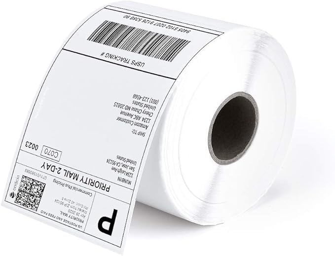 4" x 6" Thermal Direct Shipping Label, Pack of 500 Per Roll Labels - Perforated and Strong Adhesive (Commercial Grade) (Roll 500 Labels)