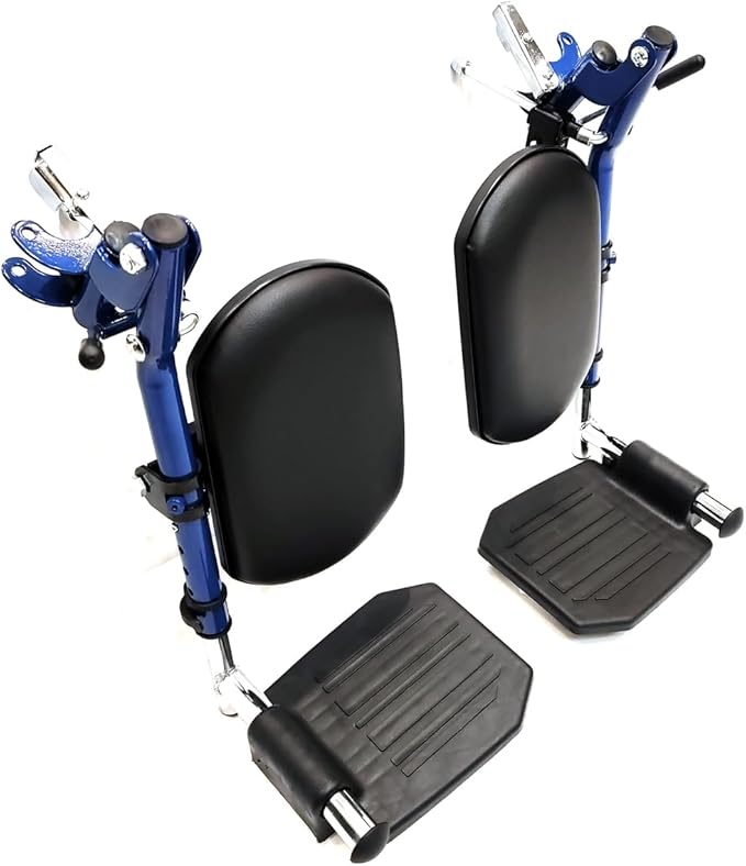 Blue Streak Wheelchair Elevating Leg Rest with Padded Calf Pad,Composite Footplates,Fits Most Standard wheelchairs and Transport Chair,Wheelchair Parts,Same Functional Structure as LK3JELR,(1Pr, Blue)