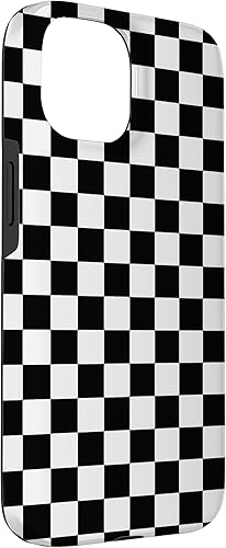 iPhone 15 Black and White Checkered Checkerboard Pattern Case