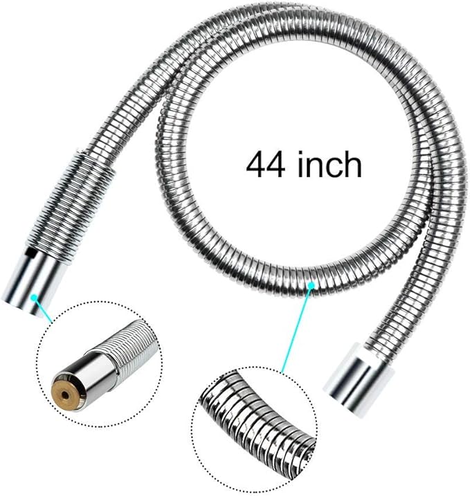 KWODE Pre-rinse Sprayer Hose Replacement Kit for Commercial Kitchen Sink Faucet, 44” Length Stainless Commercial Dish Spray Hose Parts