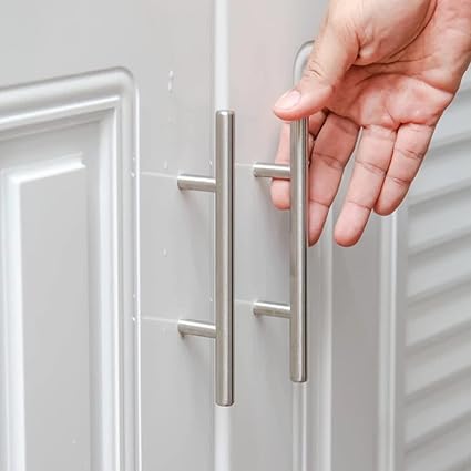 Flexzion 1 Pack Kitchen Cabinet Handles Silver Drawer Pulls 7 inch, 5 inch Hole Center, Stainless Steel T Bar with Satin Brushed Nickel, Hardware for Kitchen Cupboard Door Bathroom Furniture