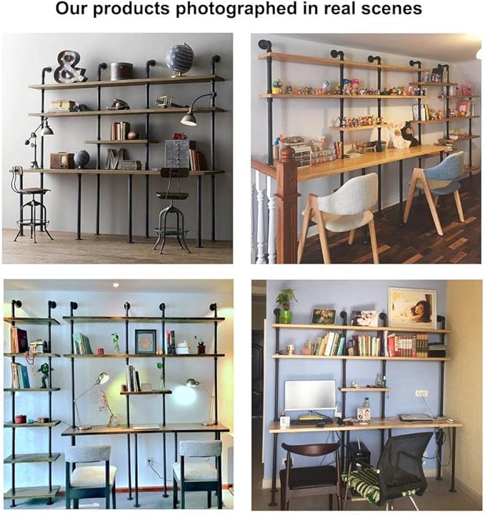 Baby Flower 4 Way Stereo Cross Malleable Iron Pipe Fitting Cast Iron Connector Threaded Pipe Retro Style DIY Table, Chair, Shelf Casting Galvanized Black Trim (1 in)