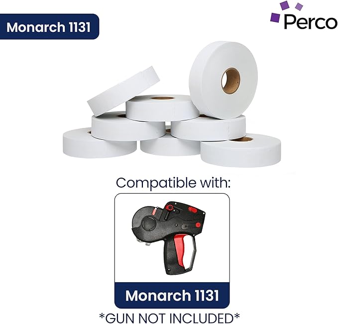 Perco Removable Adhesives red Labels for Monarch 1131 Price Gun, 3 Sleeves - 60,000 Price Gun Labels