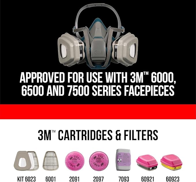 3M Organic Vapor Performance Cartridge, 3 Pairs, For Use With 3M 6000, 6500 7500 Series Facepieces, NIOSH-APPROVED OV For Use Against Certain Organic Vapors, Easy-To-Attach Design (6001P3-DC)