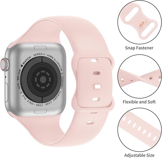 Bandiction Compatible with Apple Watch Series 3 38mm Series 5 40mm iWatch Bands 38mm 40mm 41mm, Soft Silicone Sport Replacement Strap Compatible for iWatch SE Series 10 9 8 7 6 5 4 3 2 1 Ultra