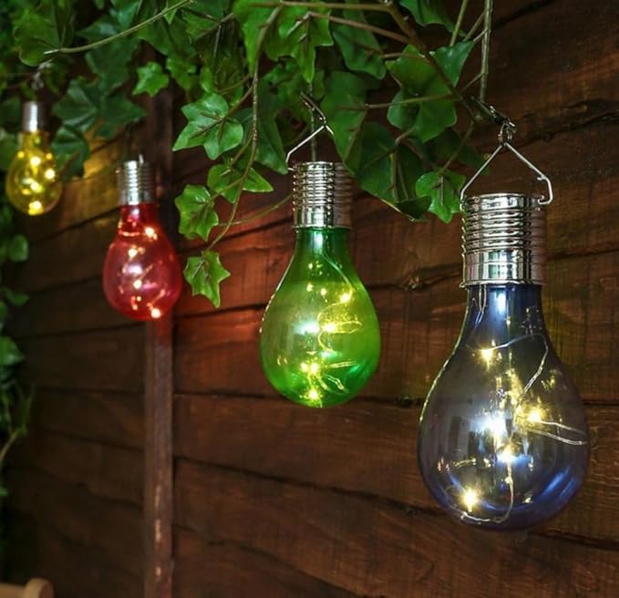 Solar Hanging Camping Lights Garden Yard Pathway Waterproof LED Light Bulb (Red)