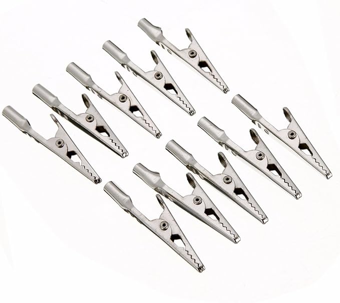 6 Pcs/Lot 51mm Length Crocodile Clips Stainless Steel Screw Probe Fixing Test Alligator Clips Crocodile Clamps