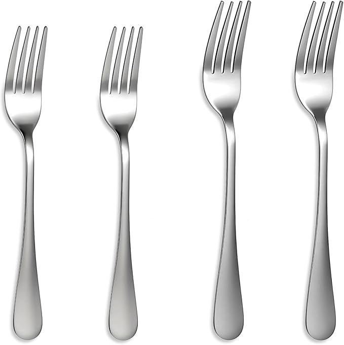 4 Pcs Stainless Steel Dinner Forks 2 Size Appetizer Fork Silver Heavy Duty Food-Grade Stainless Steel Silverware Fork Dishwasher Safe Forks Silverware For Home Kitchen Restaurant