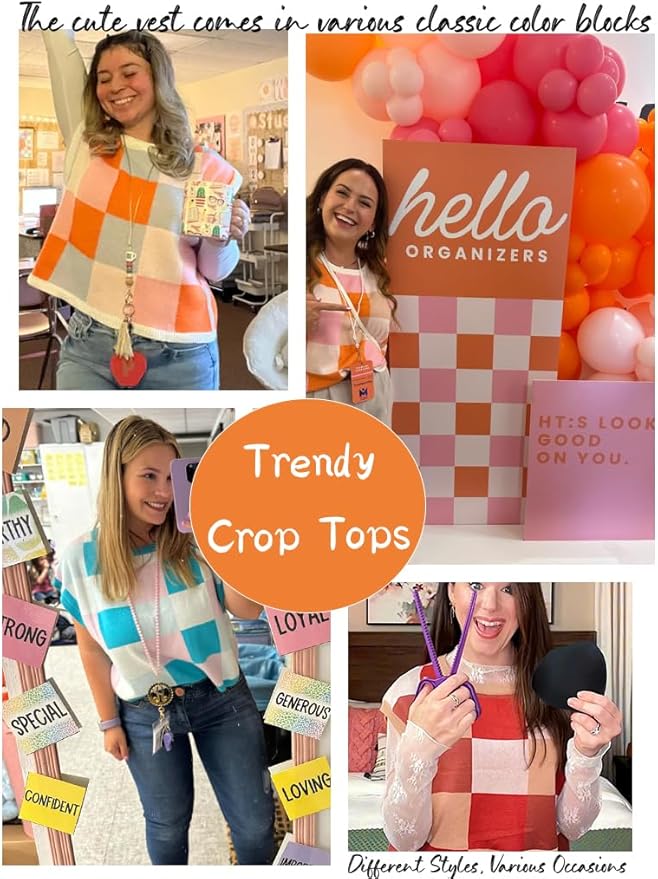 Womens Summer Crop Tops 2025 Cap Short Sleeve Sweater Vest Loose Shirts Business Vacation Outfits Trendy Fall Summer Top