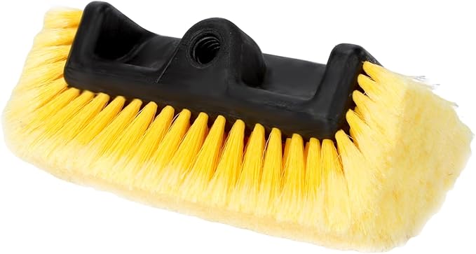 GIANT BEAR 10" Flow-Thru Penta-Level Car Wash Brush Head with Soft Yellow Bristles, Not Hurt Paint Scratch Free Cleaner Tool for Car Rv Truck SUV Deck Home Cleaning.