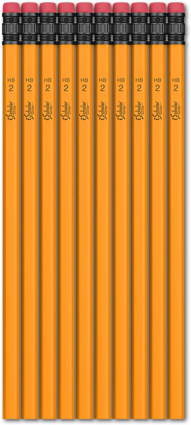 iScholar No. 2 Yellow Pencils with Erasers, 1 pack of 10 Pencils, Yellow (33310)