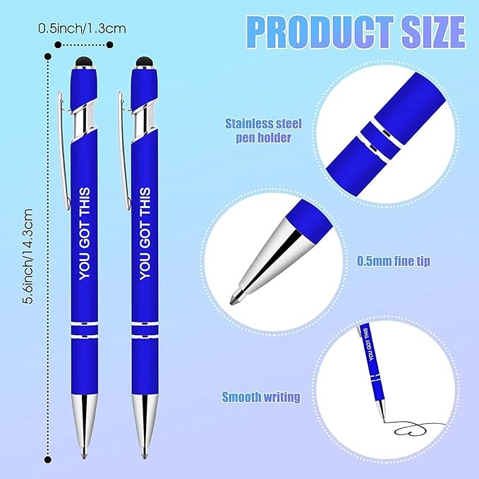 10 Pcs Inspirational Pens Bulk, Motivational Ballpoint Pen with Stylus Tip Funny Ink Pens in Bulk Inspirational Gifts for Women Coworkers Office Supplies Black Ink