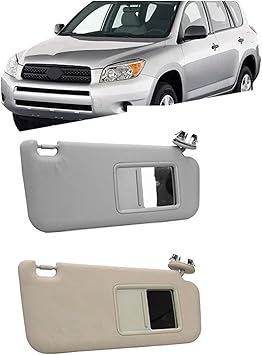 Car Right Passenger Sun Visor Compatible with Toyota RAV4 2006-2012 Replace Block Shade Cover OEM 74320-42501-B3 74320-42501-A1(Gray)