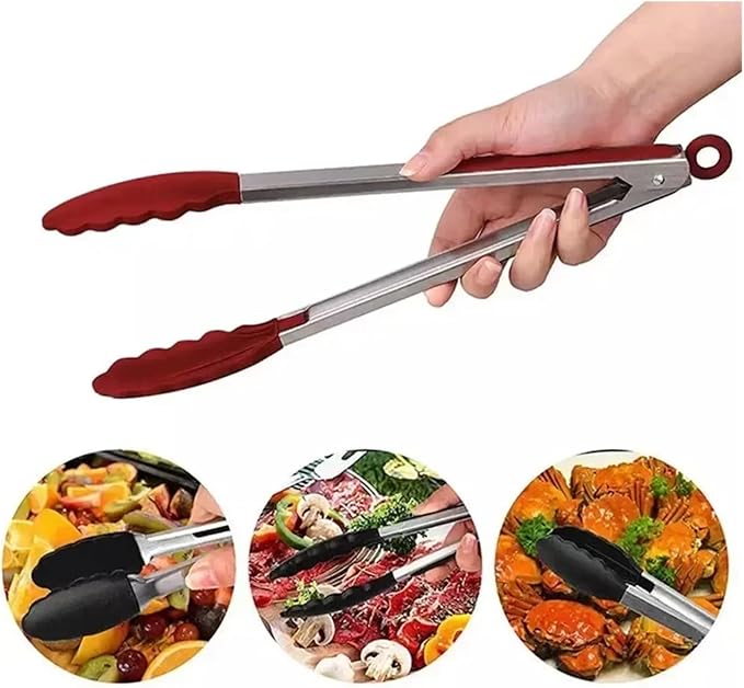 BBQ 7/9/12 Inch Small Clips Bread Barbecue Tongs Steak Clip Food Clips BBQ Cooking Baking Salad Kitchen Accessories Accessories(7inch black)