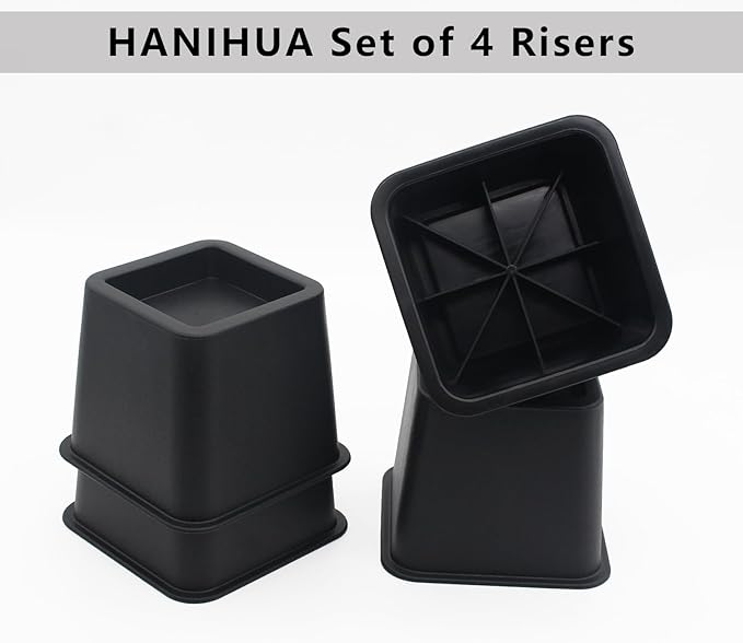 4 Pack Bed Risers 3 inch Furniture Risers, Heavy Duty Bed Lifts Risers for Table, Sofa, Chair, Couch, Desk, Bed Frame Risers Supports Up to 1,500 Lbs Black