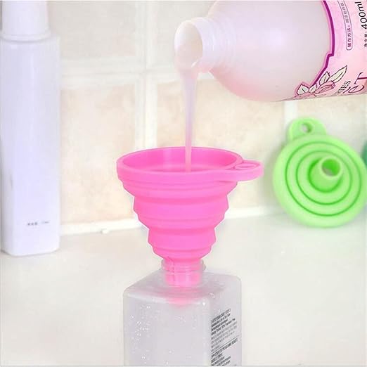 Funnel, Silicone Folding Telescopic Long Neck Funnel Creative Household Liquid Dispensing Mini Funnel Kitchen Tools for Liquid Transfer Funnel(Red)