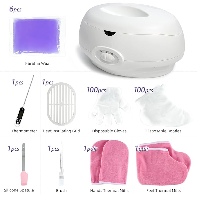 Paraffin Wax Machine for Hand and Feet 2300ml Paraffin Wax Bath Warmer Hands Foot Spa Kit with Lavender Wax Refills Glove Liners Thermal Mitts Booties