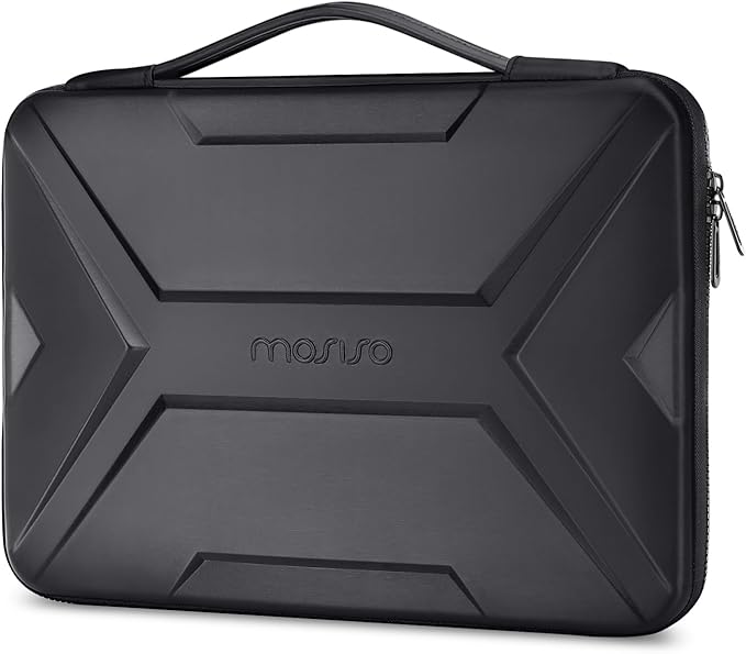 MOSISO 15-16 inch Laptop Hard Case, 15.6 inch Waterproof Shockproof Computer Bag Compatible with MacBook HP Dell,Artistic Geometric EVA Carrying Sleeve Laptop Case Hard Shell with Handle, Black