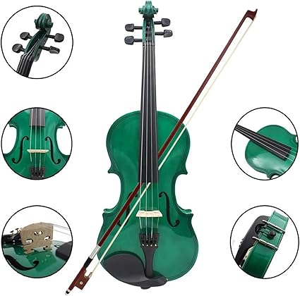 Violin Kit Violin Professional 44 Beginners Green Violin With CaseBowBridgesTunerMuteStrings Accessories Sets(Violin)
