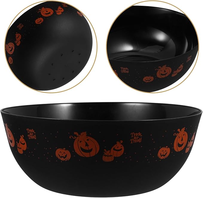 Cabilock Halloween Candy Bowl Halloween Plastic Trick Treat Candy Bowl Halloween Party Plastic Serving Bowl Tableware Halloween Candy Holder Black