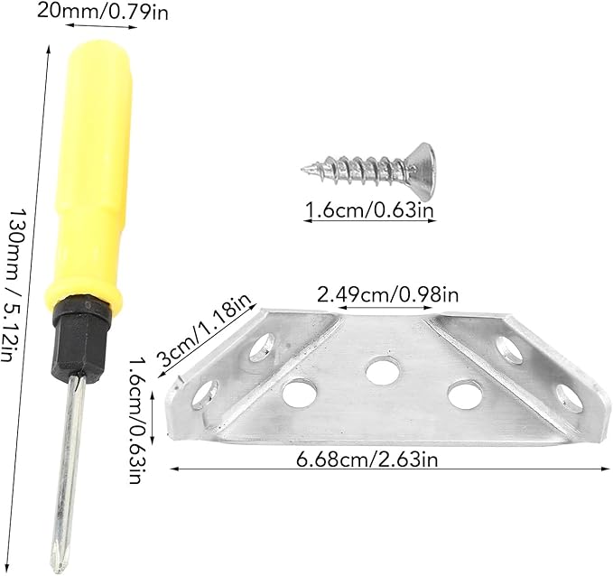 20 Pcs Stainless Steel Furniture Corner Connector, Angle Joint Fastener, Cabinet Shelf Corner Brace for Home Improvement