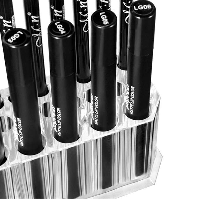 Miaowater Clear Acrylic Makeup Eyeliner Lip Liner Holder Organizer, 26 Spaces