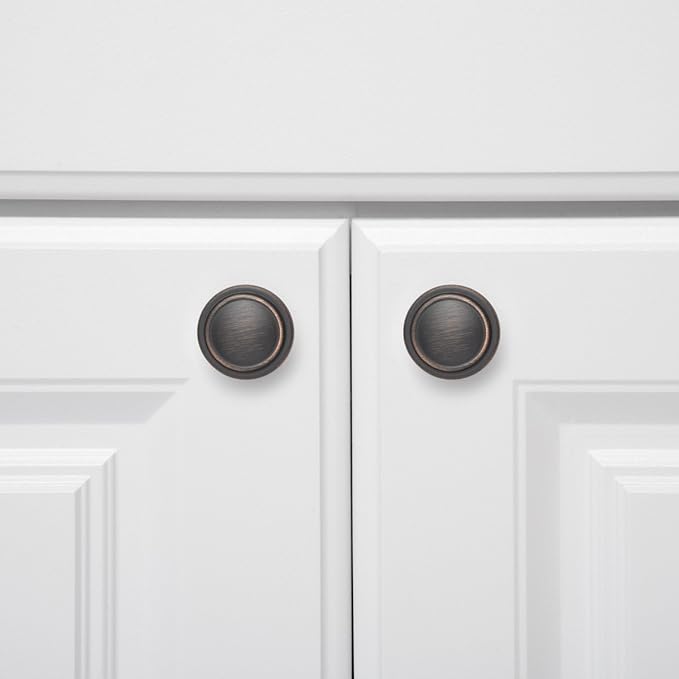 Basics Straight Top Ring Cabinet Knob, 1.25-inch Diameter, Oil Rubbed Bronze, 10-Pack