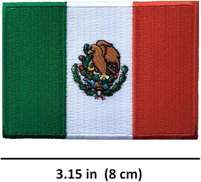 PatchClub Mexican Flag Patch, 3.15 inches - Iron On/Sew On, Parche Bandera de Mexico, Escudo Águila, Premium Embroidered - Colorful Border - Mexico Patch, Uniforme Emblema