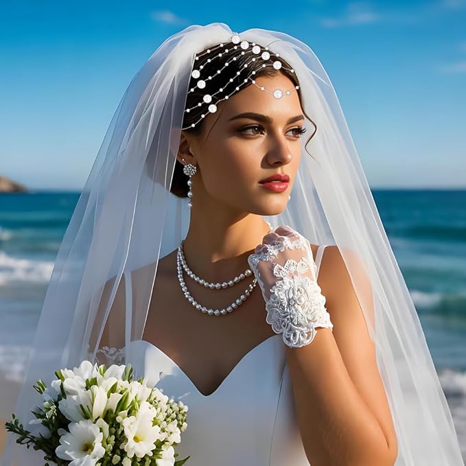 Pearl Bead Garland 98 Ft Artificial Pearls String Strand of Pearls Beads Chain Pearl Garland Roll Bead Garland for Christmas Tree DIY Crafts Bouquet Home Wedding Party Decorations(White)