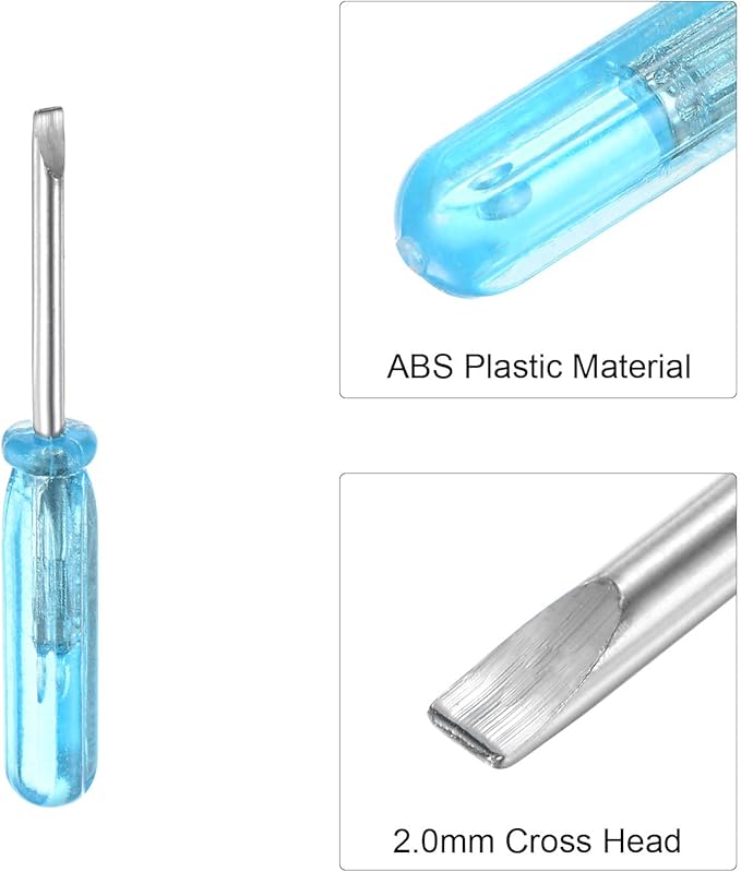 uxcell Mini Slotted Screwdriver, 2.0mm Flat Head 45mm Length for Small Appliances Repair, 2 Pcs