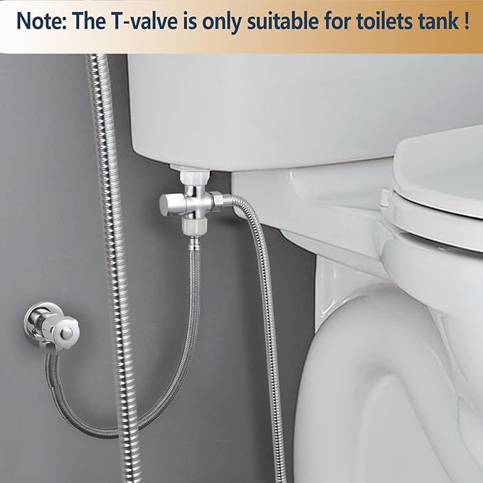 Bidet T Adapter with Shut off Valve,Metal T Valve for Bidet 78 X 78 X 12or 38,Tee Connector Bidet Attachment for Toilet...